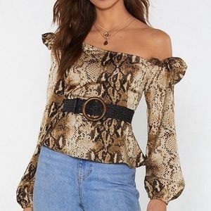 Nasty Gal  NWT off shoulder animal print top